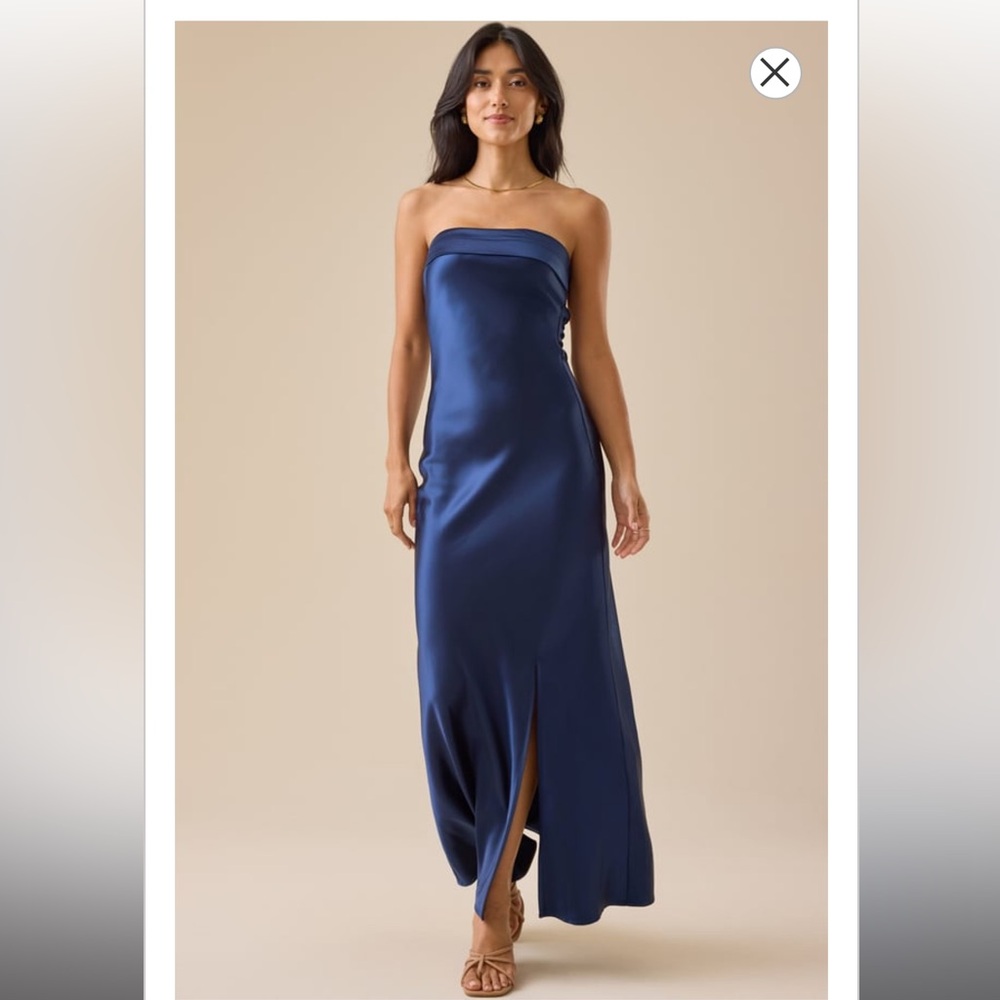 Altar’D State Navy Paityn Strapless Maxi Dress